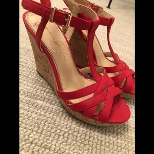 Red Jessica Simpson wedges